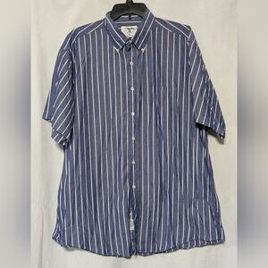 EUC Brooks Brothers Chambray Blue/White Striped Short Sleeve Sport Shirt XL